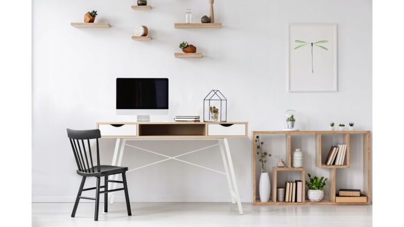 SCANDINAVIAN LOFT COMPUTER DESK SHELFS WHITE1