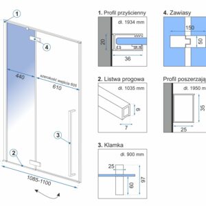 SHOWER DOORS FARGO BLACK MAT 1103