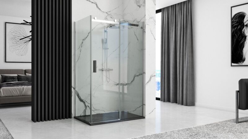 SHOWER TRAY BLACK ROCK 80X1003