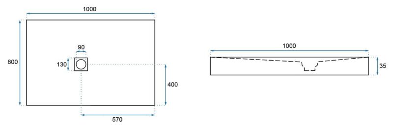 SHOWER TRAY BLACK ROCK 80X1006