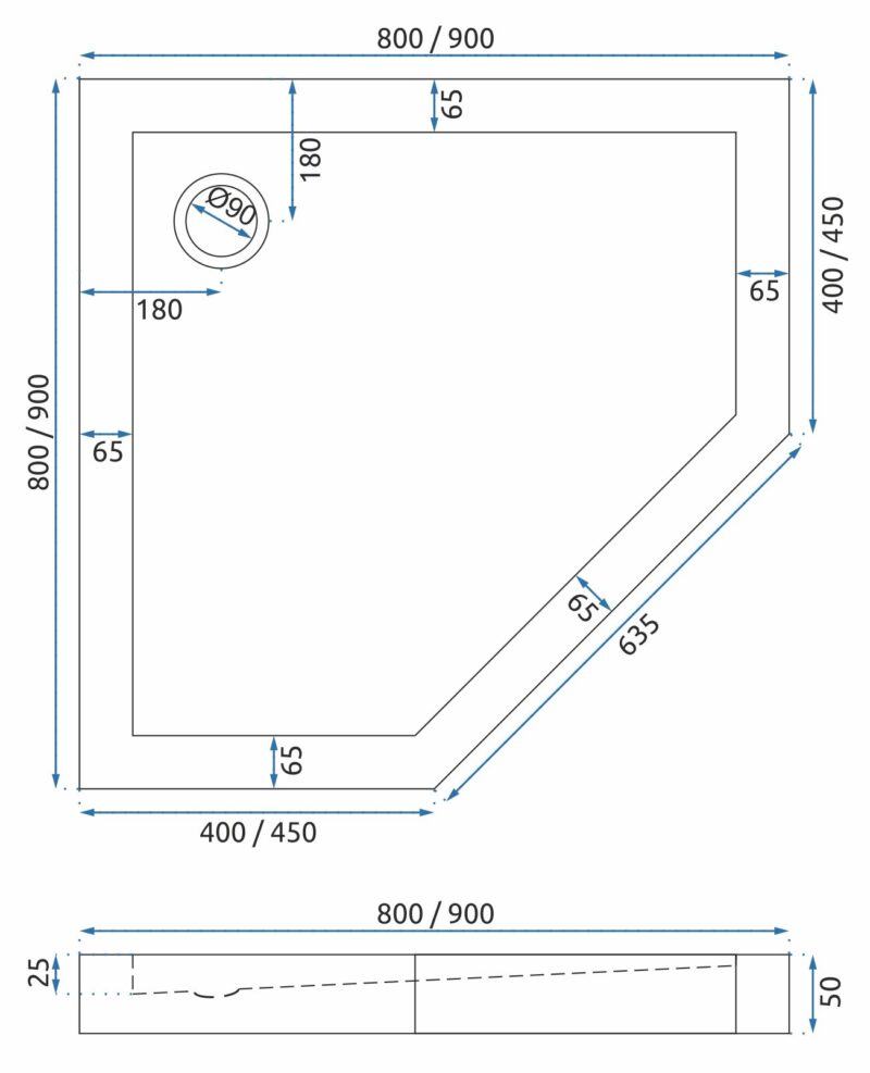 SHOWER TRAY DIAMOND 80X804