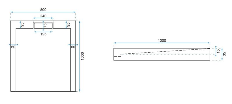 SHOWER TRAY GRAND BLACK 80X1001