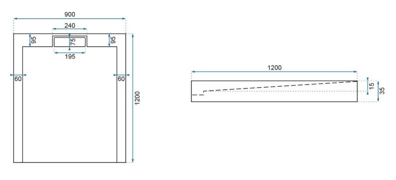 SHOWER TRAY GRAND BLACK 90X1209