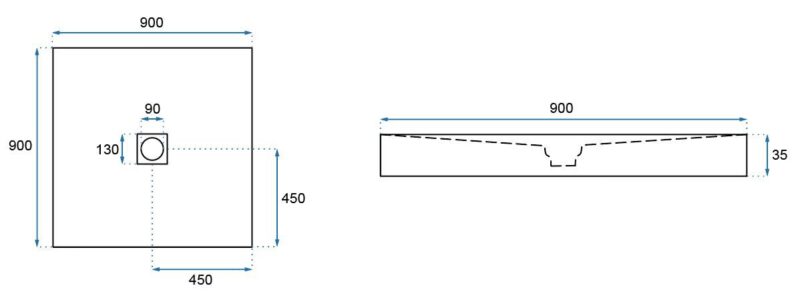 SHOWER TRAY REA BLACK ROCK 90X906