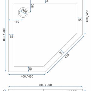 SHOWER TRAY REA DIAMOND BLACK 90X907