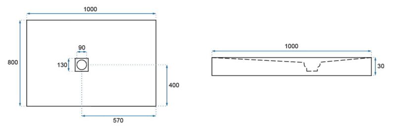 SHOWER TRAY REA STONE 80X1007