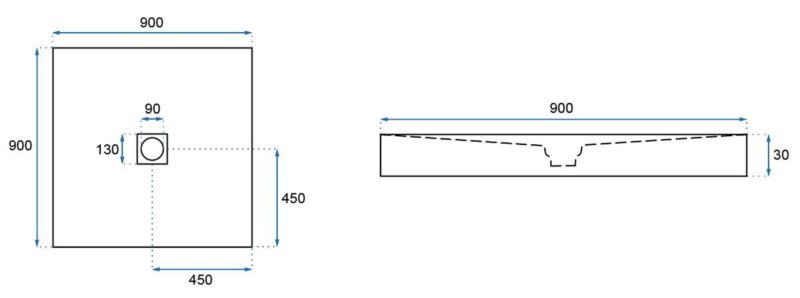 SHOWER TRAY REA STONE 90X907