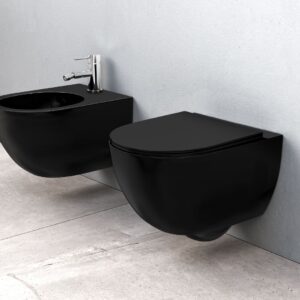 TOILET BOWL REA CARLO MINI RIMLESS FLAT BLACK MAT1