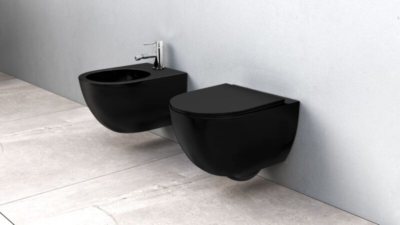 TOILET BOWL REA CARLO MINI RIMLESS FLAT BLACK MAT1