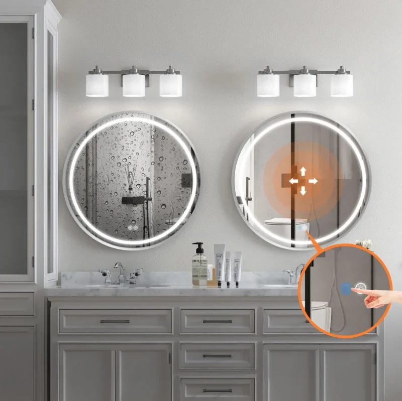 LED peegel soojendusega, 50cm, harjatud teras