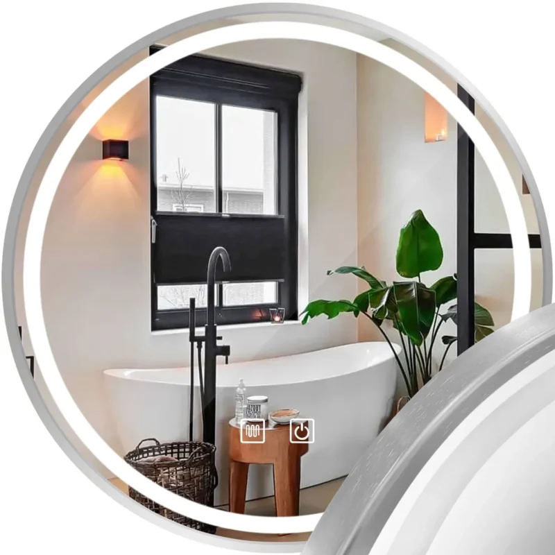 LED peegel soojendusega, 50cm, harjatud teras