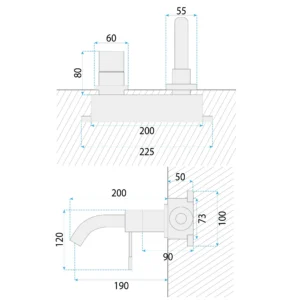 diamond 4 Kuldne süvistatav segisti Diamond, paigalduskarbiga