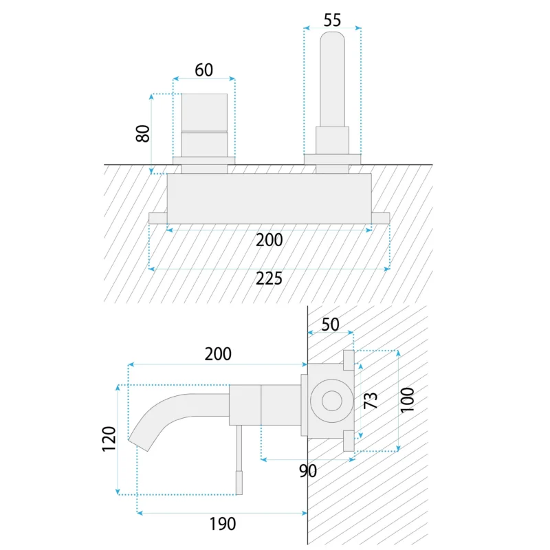 diamond 4 Kuldne süvistatav segisti Diamond, paigalduskarbiga