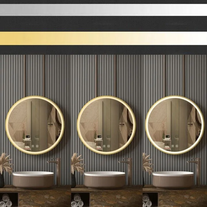 Kuldne LED peegel soojendusega, 100cm