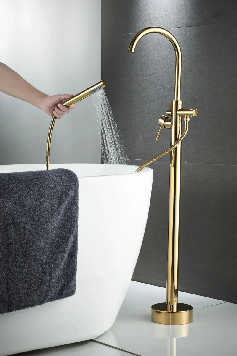 segisti 5 Põrandale paigaldatav vannisegisti, kuldne