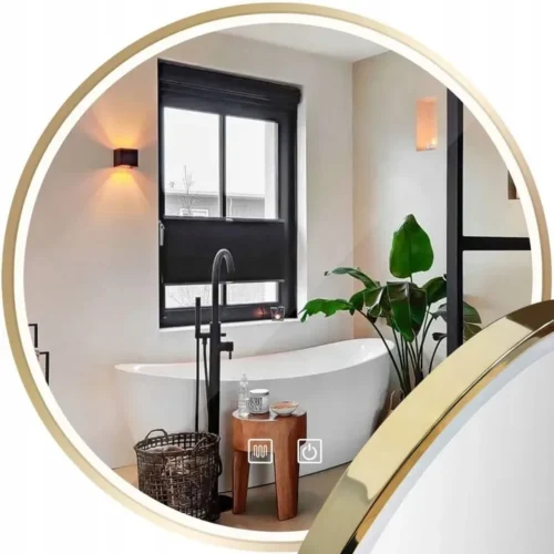 Soojendusega kuldne LED peegel, 50cm