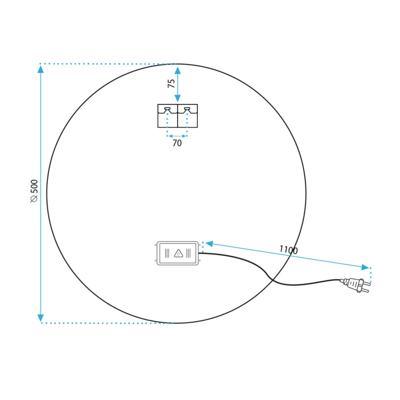 LED KULD 7 Soojendusega kuldne LED peegel, 50cm