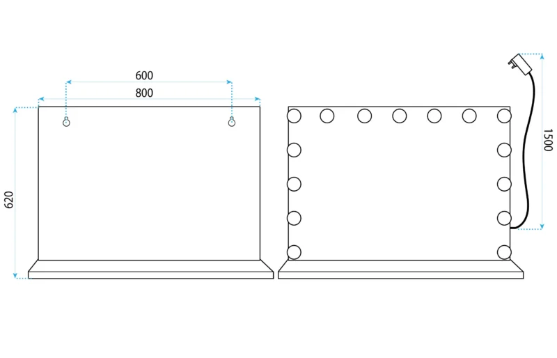 Hollywood LED-valgustusega meigipeegel